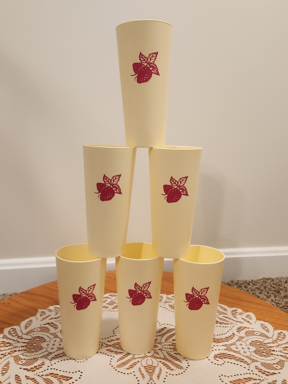SET OF 6 Vintage Nasco Strawberry Tumblers